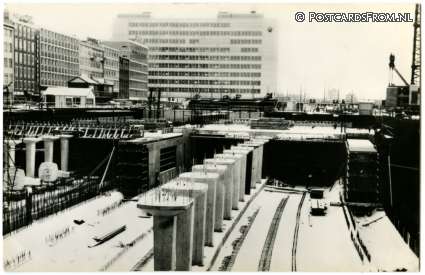 ansichtkaart: Rotterdam, Bouwdok Weena 1963
