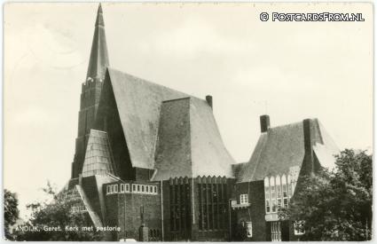 Andijk, Geref. Kerk met pastorie ansichtkaart: Andijk, Geref. Kerk met pastorie